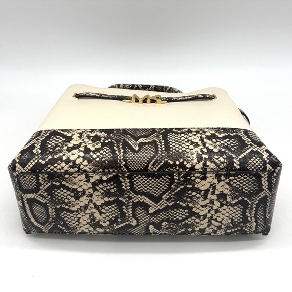 Michael Kors Large Reed CZ Belted Satchel Bag Light Cream Multi - Picture 6 of 12